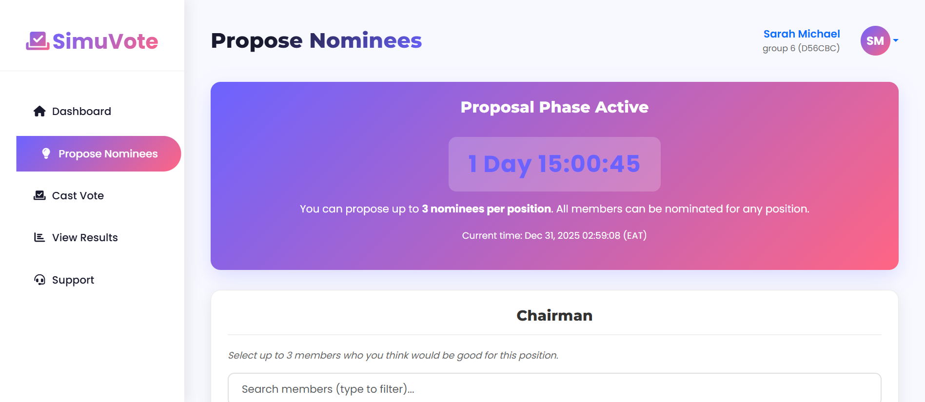 Real-time results chart